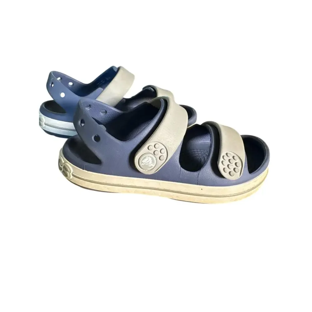 CROCS Cruiser Sandals Navy and Light Gray Kids Dual-Strap Sandals Boys 1